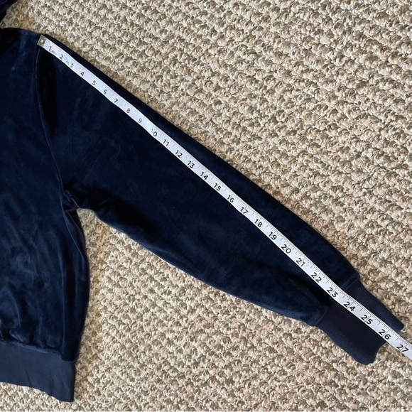 Urban Outfitters Easy Does It Velour Hoodie Sweatshirt - Midnight Blue - Picture 10 of 12